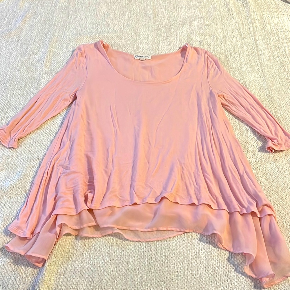 3/4 sleeve light pink free flowing top